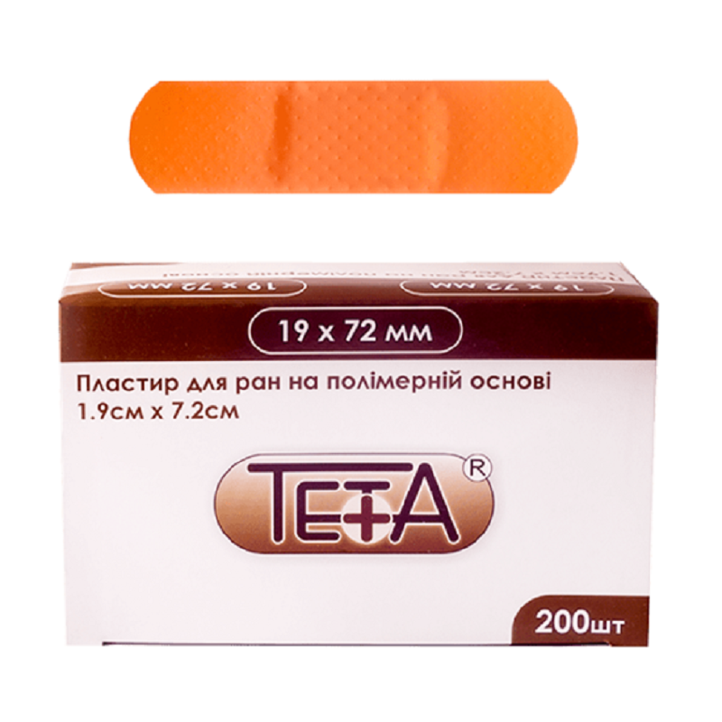 Пластир для ран на полімерній основі Teta®, розмір 1,9х7,2см